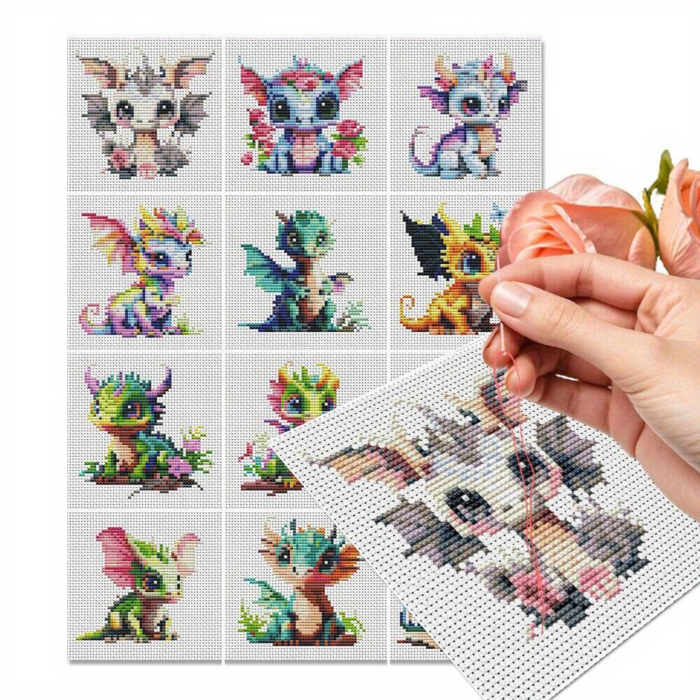 Embroidery Vs Cross Stitch - 12Pcs Dragon Cross Stitch 11CT Printed