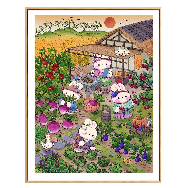 Embroidery Vs Cross Stitch - Autumn Garden Rabbits Needlework,DIY 11CT Cross