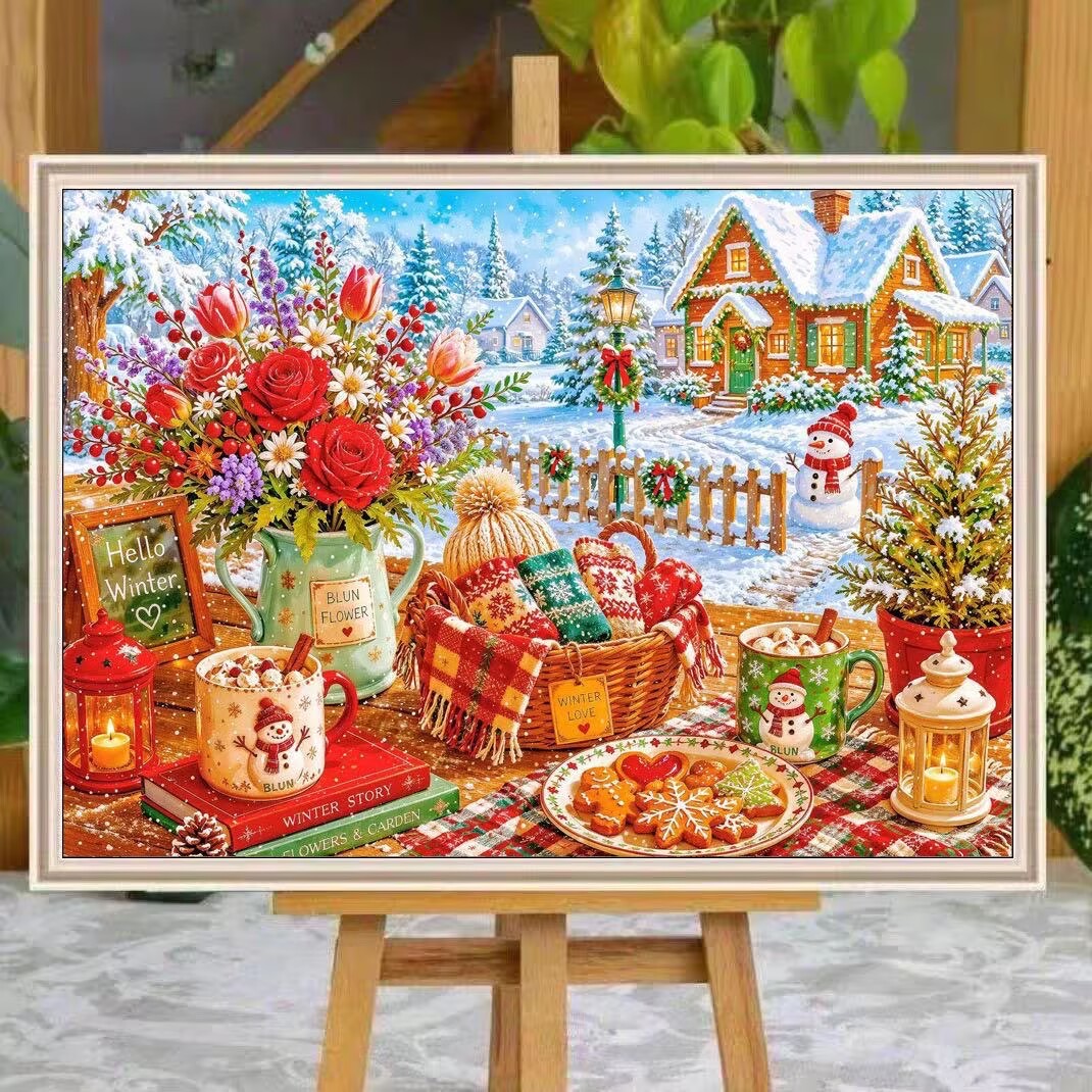 Embroidery Vs Cross Stitch - 9CT 14ct Winter Printed Kits Cross