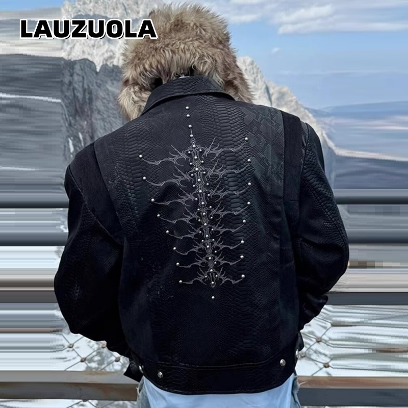 Men Black Snake Embossed Jacke - Embroidery Knit review and price