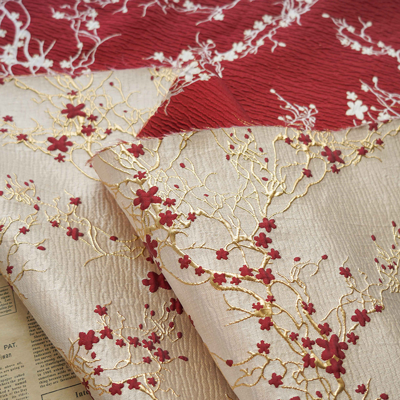 Luxury Red Plum Blossom Jacqua - Embroidery Organza review and price