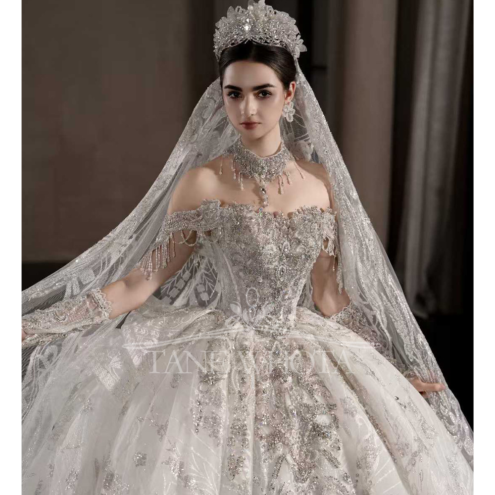 Luxury Off Shoulder Beaded Rhi - Embroidery Organza review and price