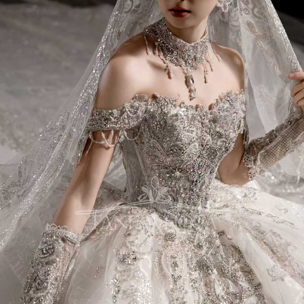 Luxury Off Shoulder Beaded Rhi - Embroidery Organza review and price