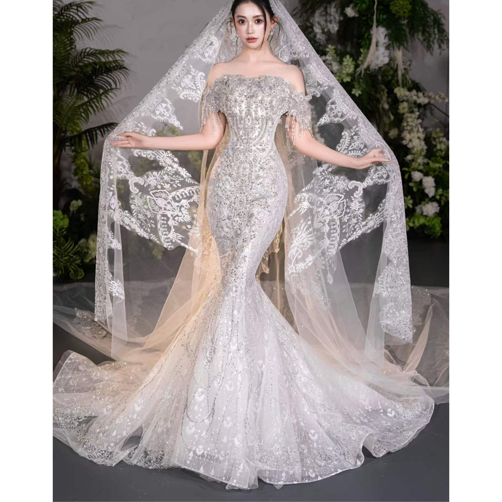 Luxury Strapless Off The Shoul - Embroidery Organza review and price