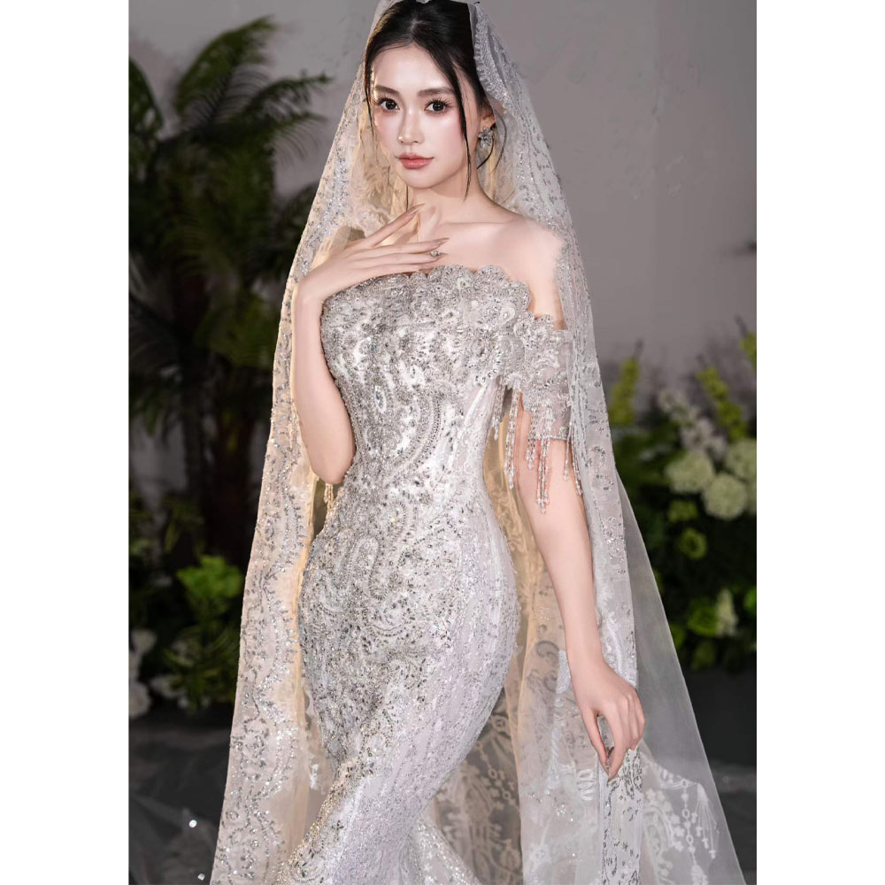 Luxury Strapless Off The Shoul - Embroidery Organza review and price