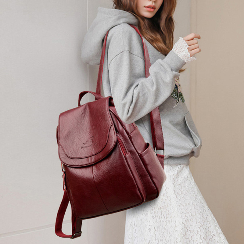 Vintage Soft Leather Backpack  - Embroidery Font review and price