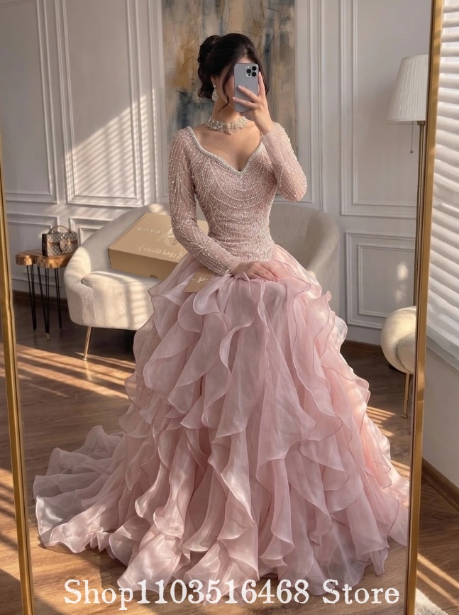Pink Blush Long-Sleeve V-Neck  - Embroidery Knit review and price