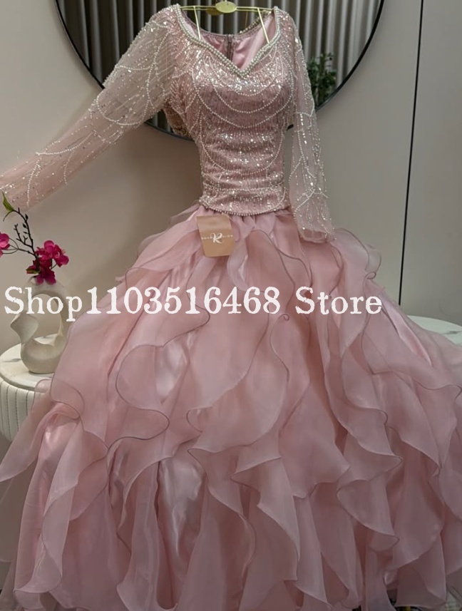 Pink Blush Long-Sleeve V-Neck  - Embroidery Knit review and price