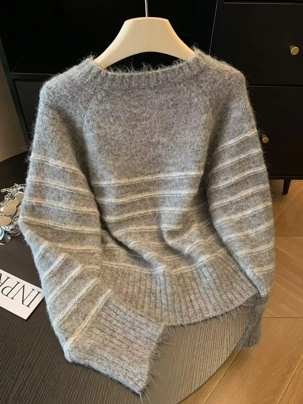 Autumn Winter Women's Striped  - Embroidery Knit review and price