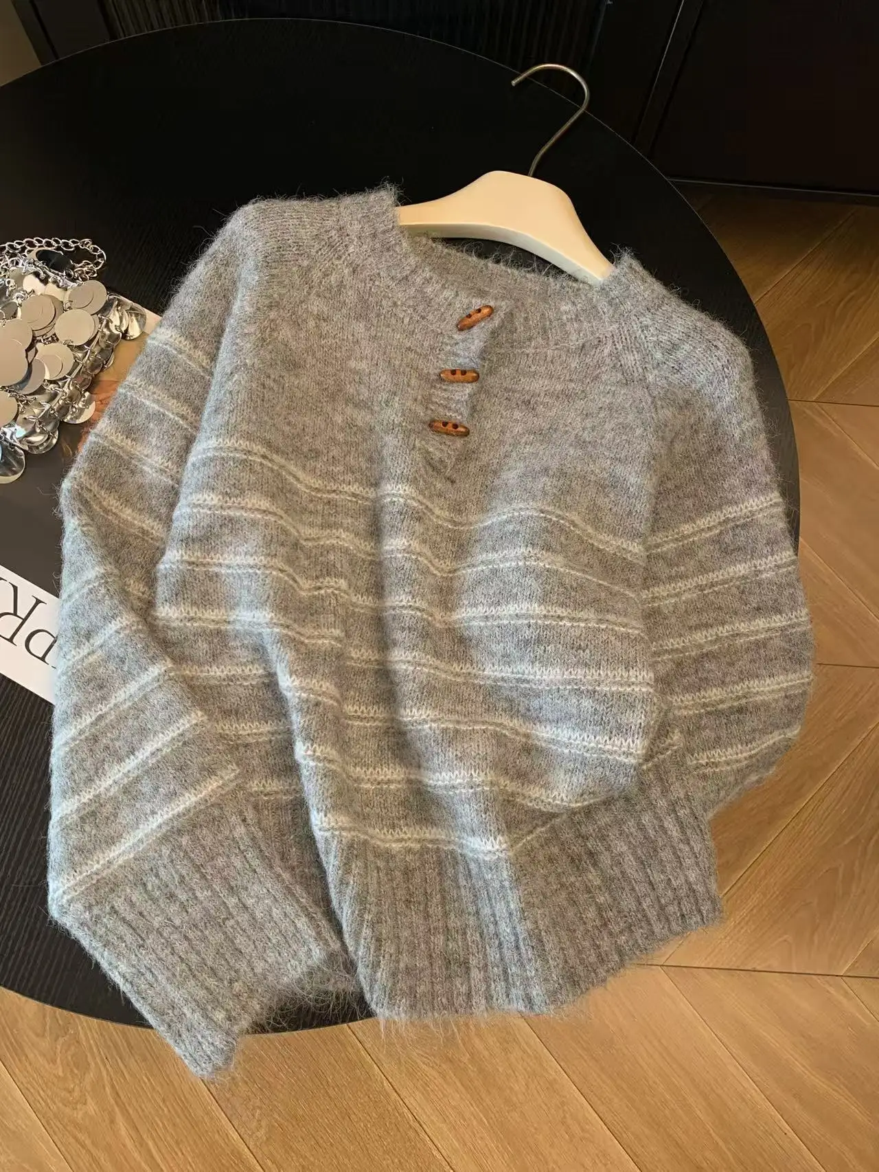 Autumn Winter Women's Striped  - Embroidery Knit review and price