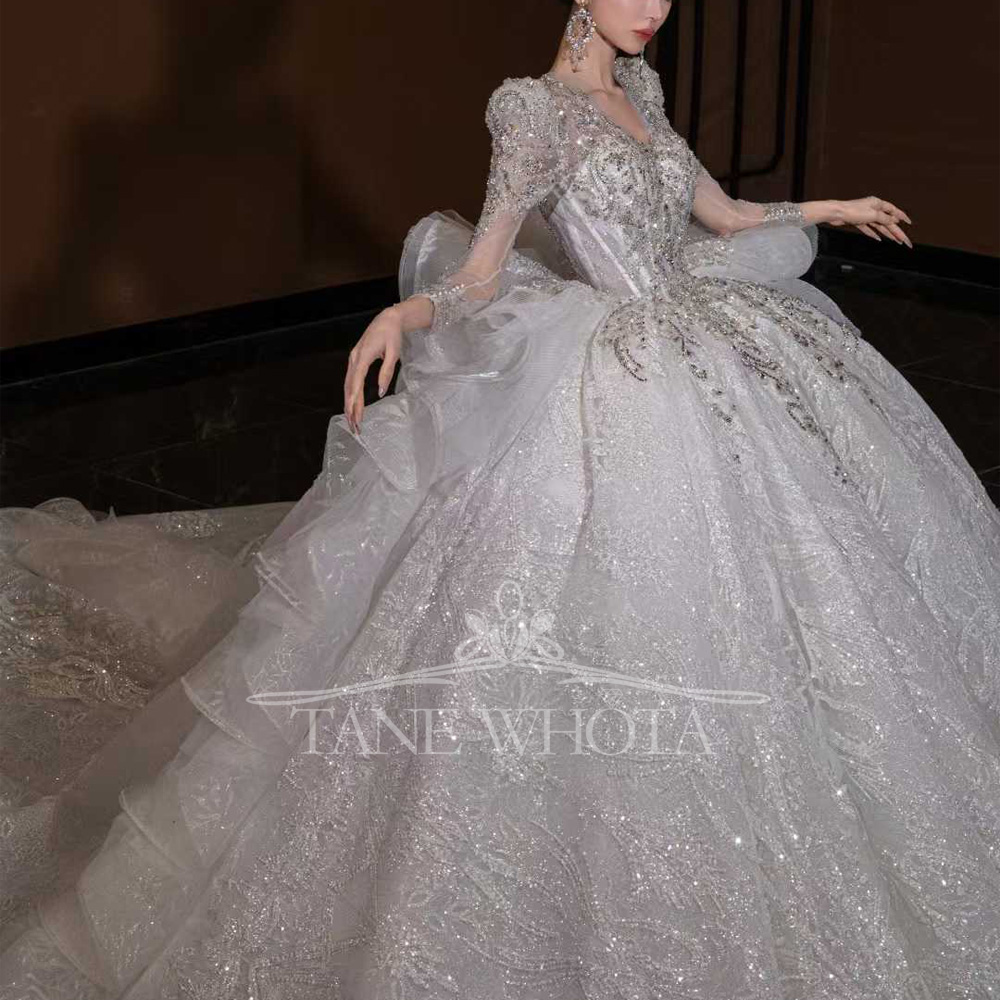 Luxury V Neck Wedding Dress Lo - Embroidery Organza review and price