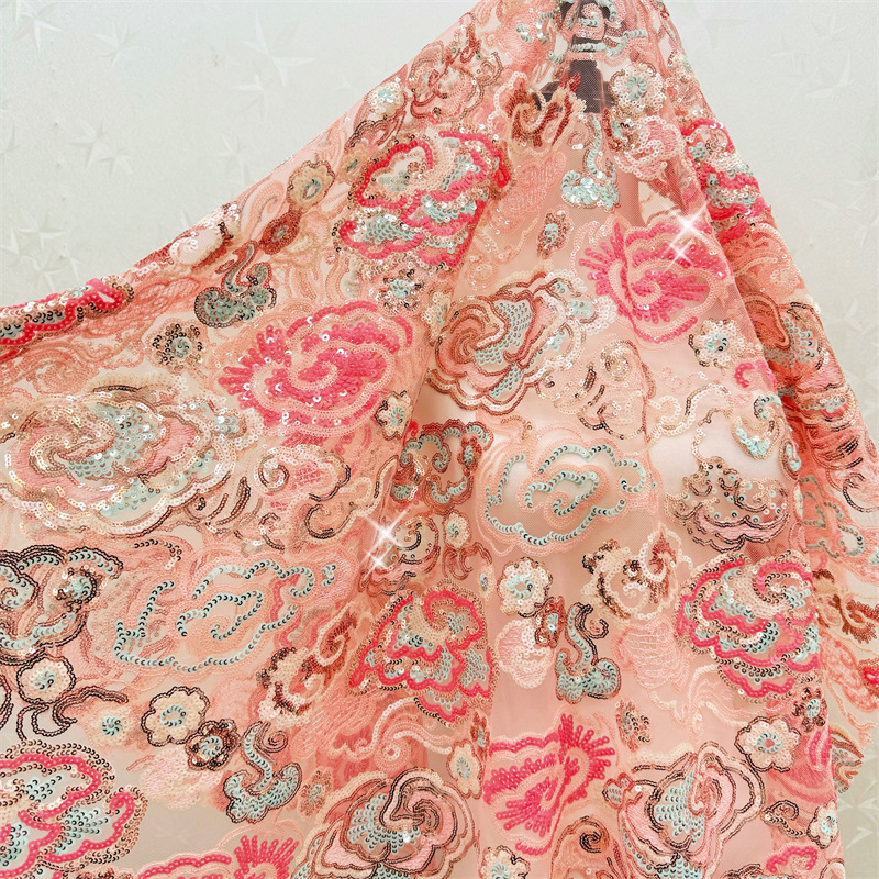 2 Yds/lot 130cm Wide Pink Purp - Embroidery Net Dress review and price