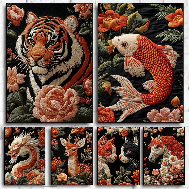 1PC Embroidery Style Art Anima - Embroidery Canvas review and price