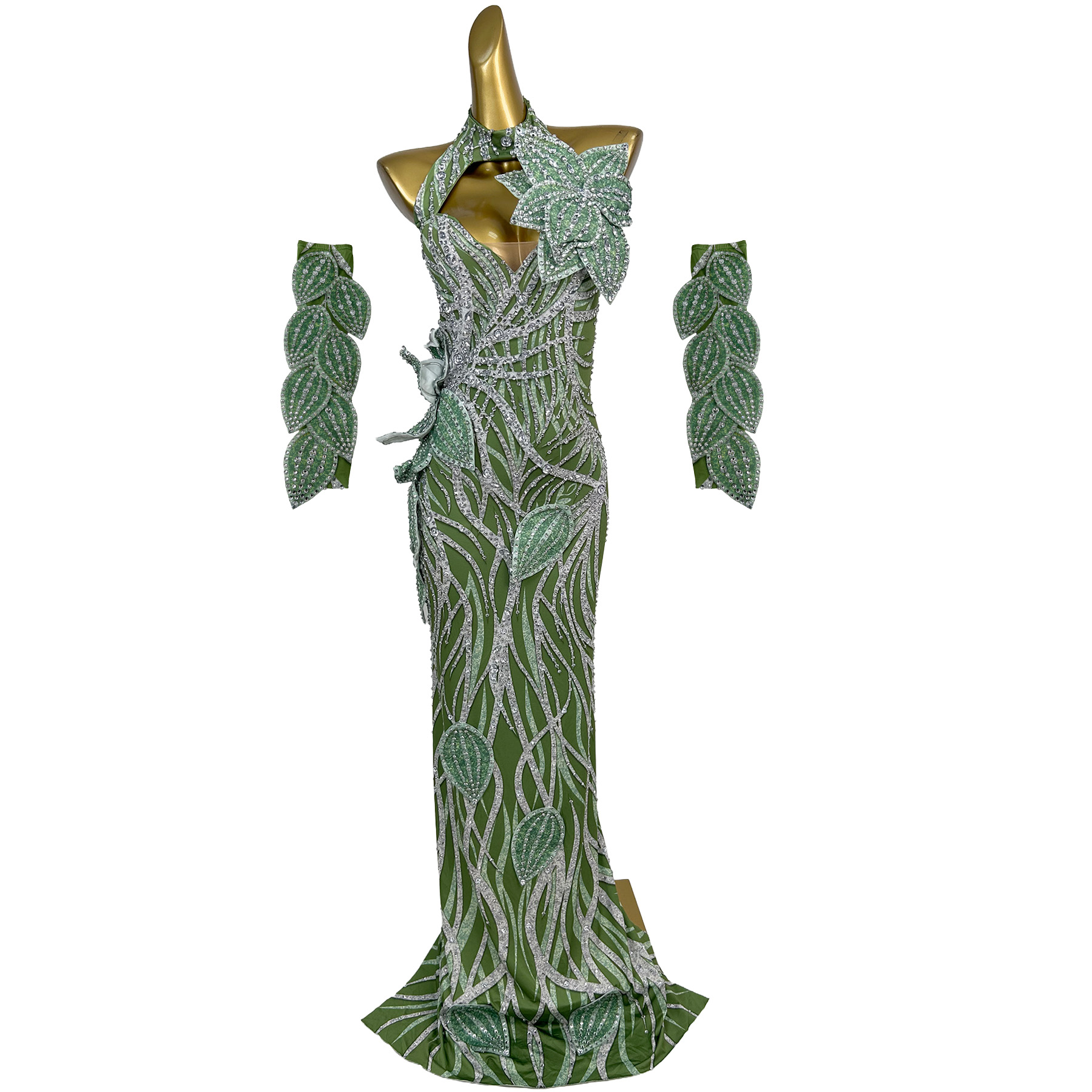 Pianye Green Halter Evening Go - Embroidery Organza review and price