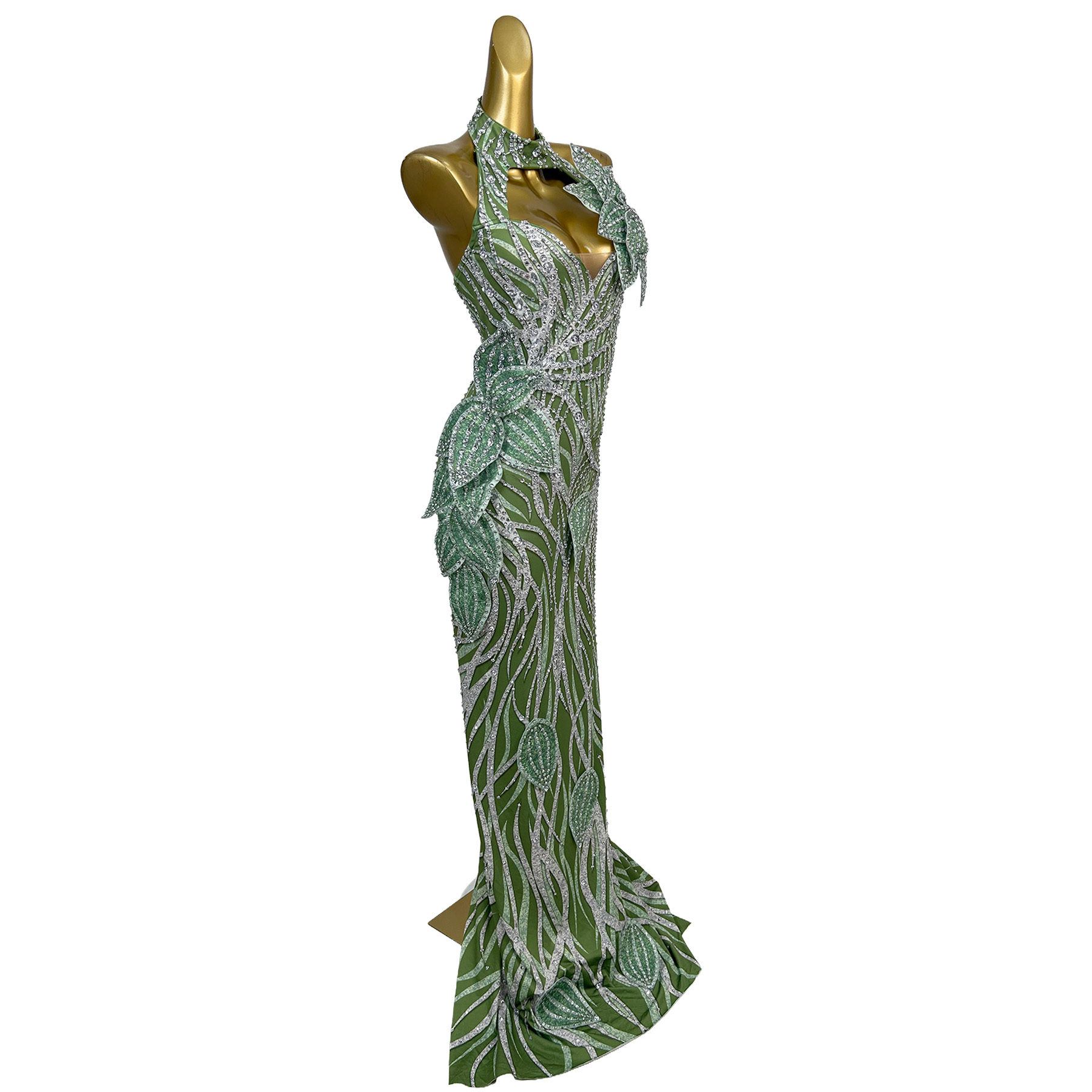 Pianye Green Halter Evening Go - Embroidery Organza review and price