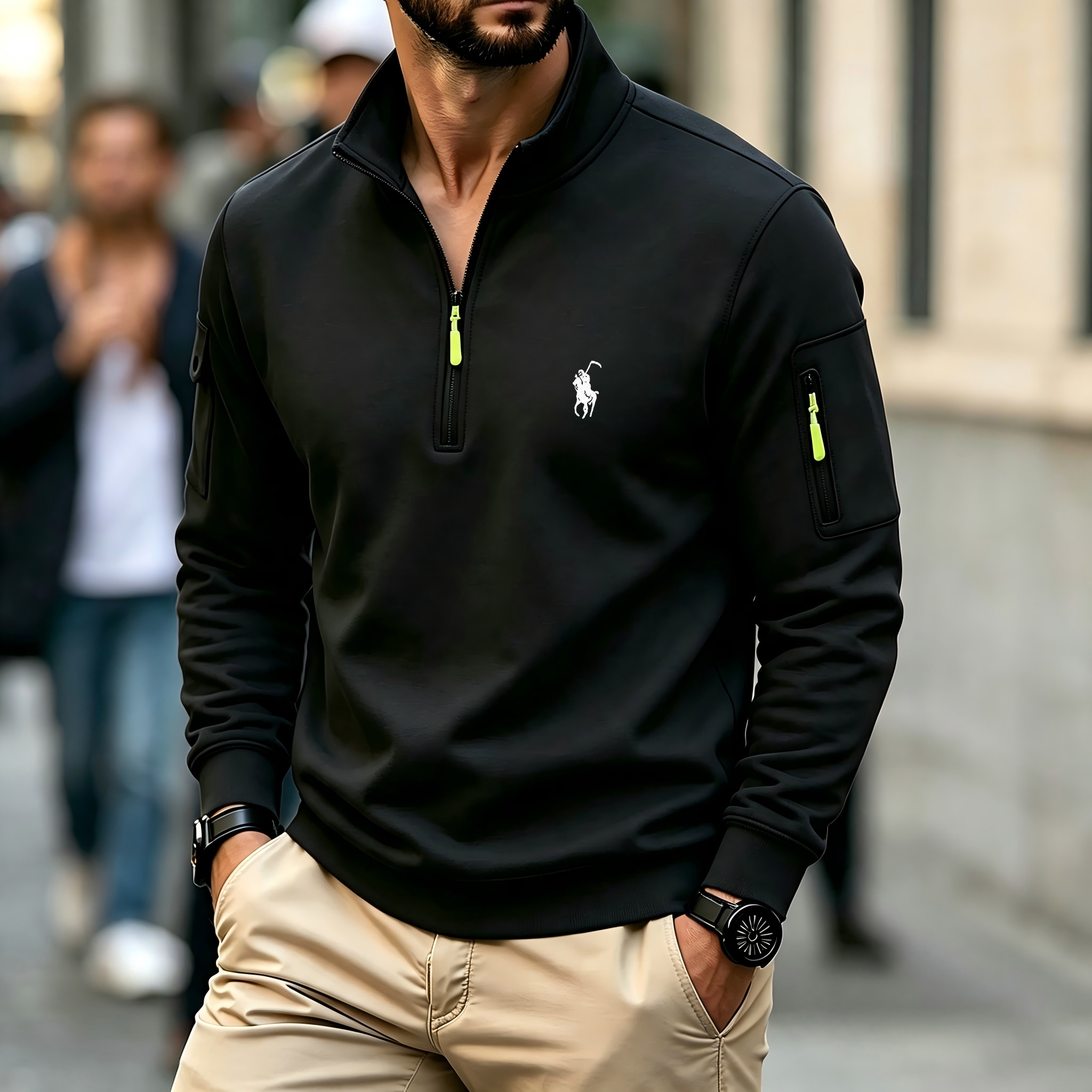 Men's Contrasting Half-Zip Sta - Embroidery Knit review and price