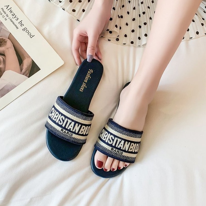 Women's Fashion Flat Slippers  - Embroidery Font review and price