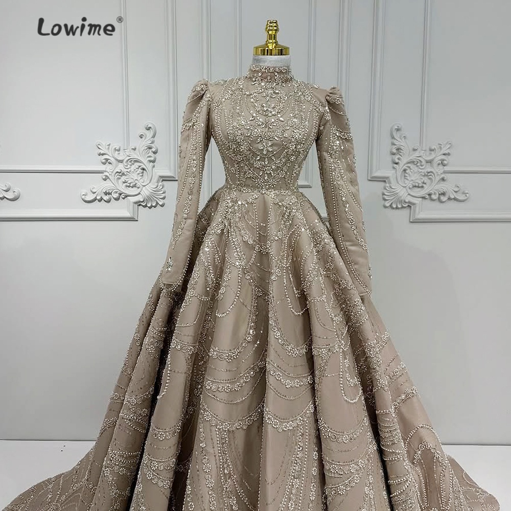 Retro Light Brown Muslim Eveni - Embroidery Organza review and price