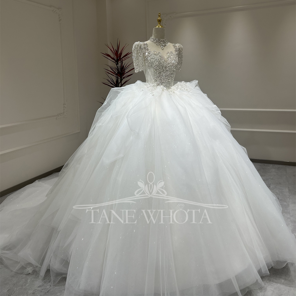 Hochzeitskleid Damen O-Neck Sh - Embroidery Organza review and price