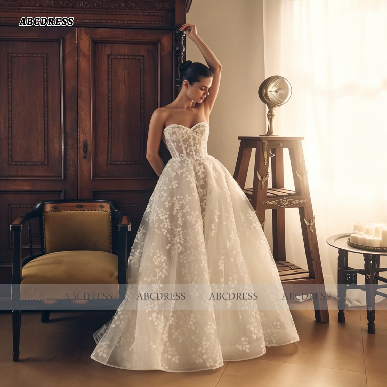LINDO NOIVA Custom Strapless E - Embroidery Organza review and price