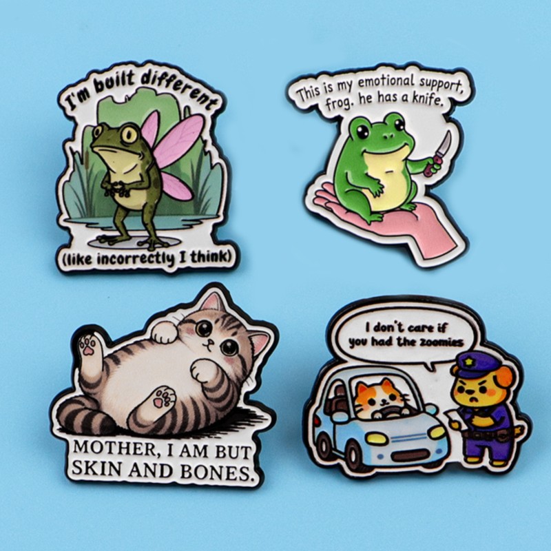 Quote Enamel Pin Cute Frog Cat - Embroidery Textile review and price