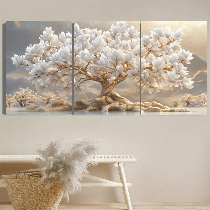 White Flower Tree and Golden L - Embroidery Canvas review and price