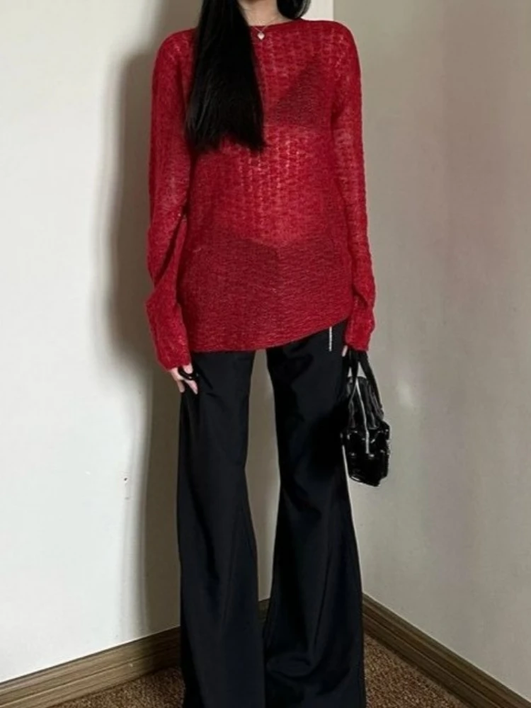 Y2K See-Through Knitted Women' - Embroidery Knit review and price